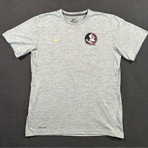 Nike Dri Fit Florida State Seminoles FSU Gray Performance T Shirt Size Large